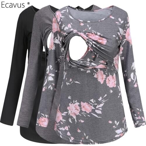 3-Pack Mama Clothing Maternity Long Sleeve Rund Neck Nursing Breastfeeding Casual Blouse Pregnancy Tops Maternity Clothes
