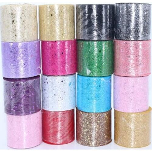 5cm 25 yards Sequins Tulle Rolls Wedding Decoration Mariage Fabric Glitter Tulle Roll DIY Craft Birthday Party Supplies 100pcs