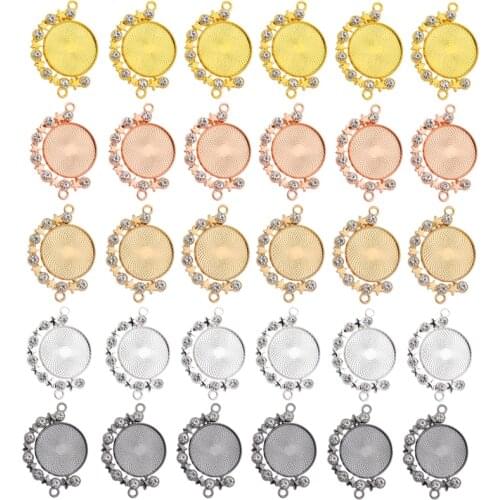 50PCS Double Sided Cabochon Pendant Base 25mm Rotatable Blank Tray For DIY Jewelry Making Necklace Accessorie Jewellery Findings