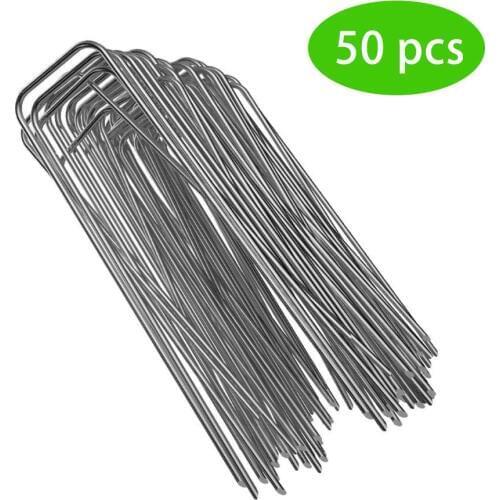 50Pcs/lot U-Shaped Nails For garden ground Mulch Fixing Tool Greenhouse Film Ground Cloth Sunshade Plastic Film Floor Nail