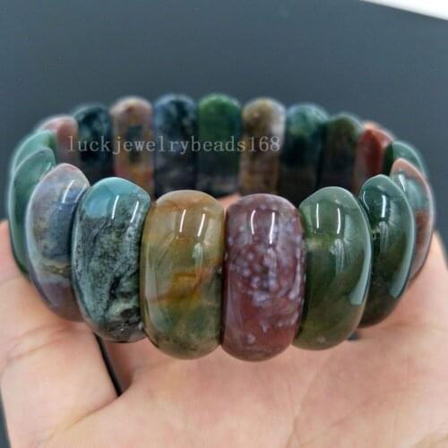 Free Shipping Fashion Jewelry 11x24mm Multicolor Carnelian Half Moon Women Men Beads Elastic Bracelet 7.5"FG8115