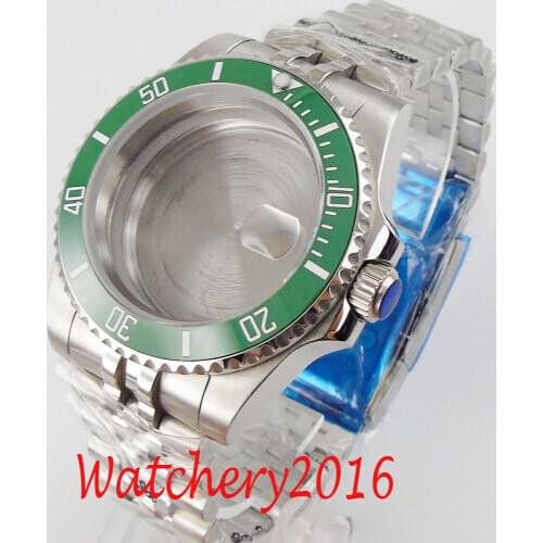 40MM Watch Parts Sapphire Glass Ceramic Bezel Transparent Watch Case jubilee Fit NH35 NH36 Movement