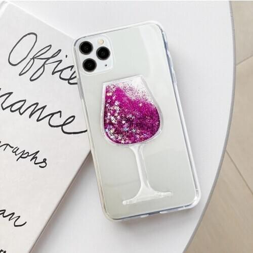 Bling Glitter Star Liquid Quicksand Wine Glass Clear Case Cover For Samsung Galaxy A10/20/30/40/50/70/80/90 S A21/31/41/51/71