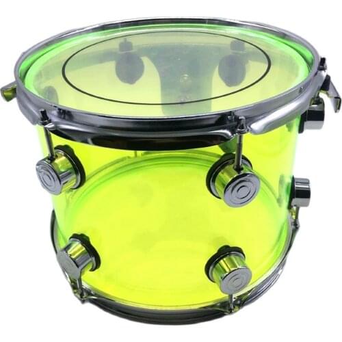 12 Inch Diameter 9 Inch Depth Snare Drum Acrylic Tom Drum Green Acrylic Drum 6 Holes Drum Hoop 6mm Thickness Drum Body Shell 1Pc