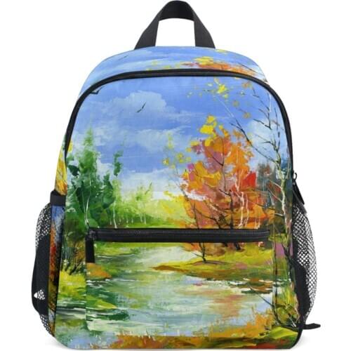 Oil Painted Children Backpacks Brand Design Girl Boy Backpack Baby Kids Bag School Bags Kindergarten Cartoon Bag mochila escolar