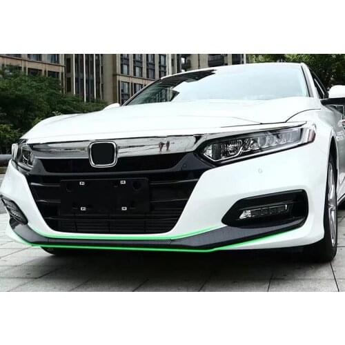 For Honda Accord 2018 3PCS Carbon Fiber ABS Chrome Car Front Bumper Decorative Cover Trim Car Styling Accessories
