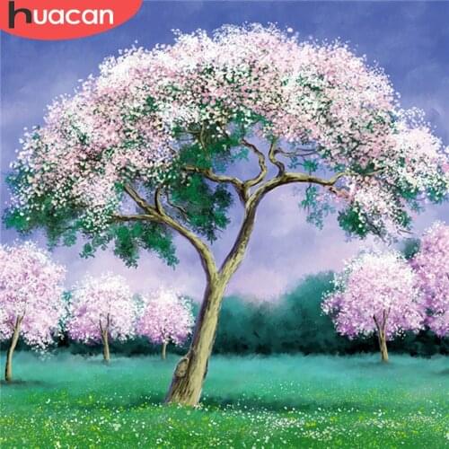 HUACAN 5D DIY Diamond Painting Full Square Drill Tree Art Rhinestone Diamond Embroidery Landscape Mosaic Handmade Gift