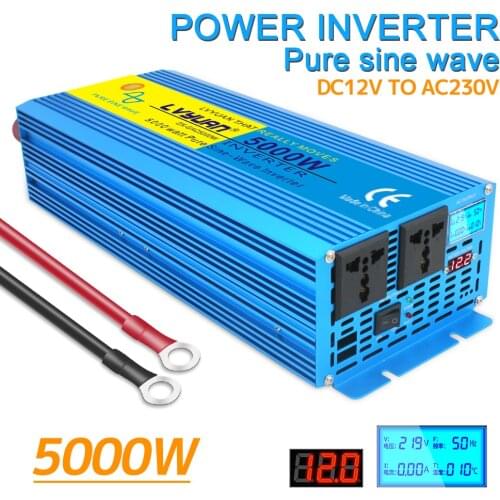 Pure Sine Wave Inverter DC 12v To AC 220v 2000W 3000W 4000W Volt LED Display Converter Transformer Car Inversor Solar Power