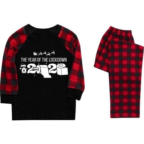 Christmas Parent-child Pajamas Set Kids Dad Mom Clothes Plaid Print Family Matching Outfits 2pcs O-Neck T-shirt Pants