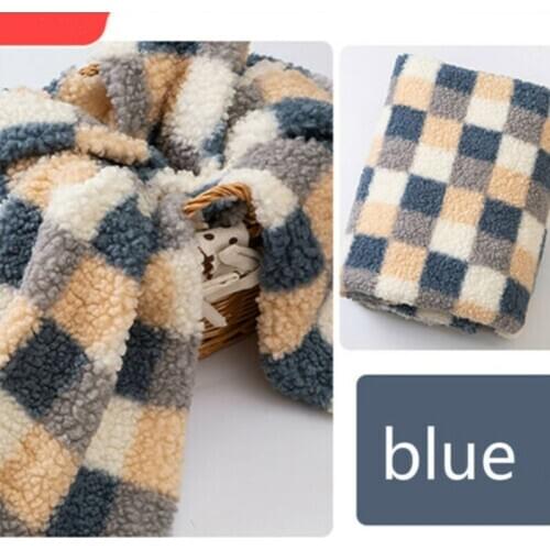 50cm*160cm Short Plush Fabric Plaid Pattern Super Soft Lamb Velvet Fabric For Sewing Dolls Diy Handmade Clothes Gloves