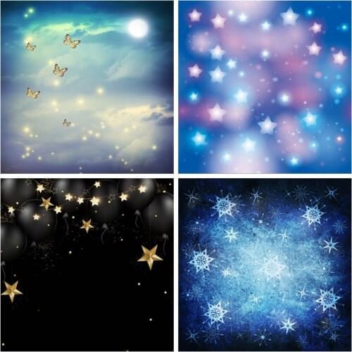 Laeacco Dreamy Moon Star Butterfly Glitter Party Baby Child Decor Pattern Background Photography For Photo Studio Photo Backdrop