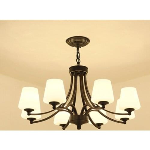 Chandelier country garden living room lamp chandelier simple continental retro bedroom study Nordic Iron Chandelier light