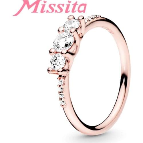 MISSITA 2019 NEW Rose Gold Zircon Finger Rings For Women Fit Pan Wedding Engagement Silver Color Jewelry Gift Dropshipping