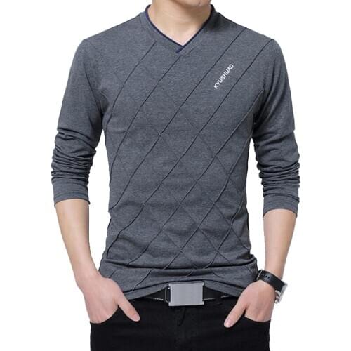 2019 Fashion Men T-shirt Slim Fit Custom T-shirt Crease Design Long Stylish Luxury V Neck Fitness T-shirt Tee Shirt Homme