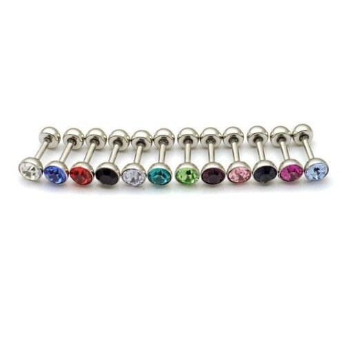 4.5MM width inlay crystal does not fade titanium steel Men earrings 12 color for choose Free shipping