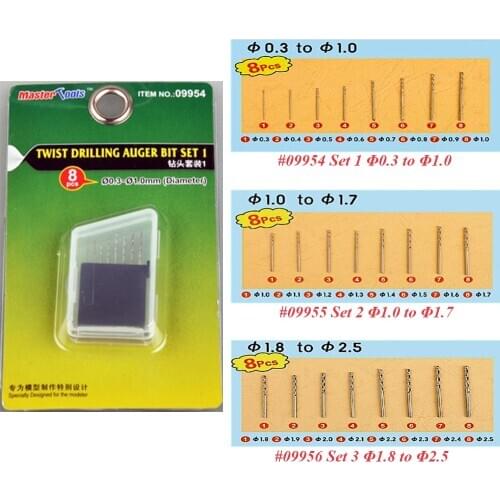 Trumpeter Master Tools 09954 09955 09956 Twist Drilling Auger Bit set Model Accessories 8pcs/set