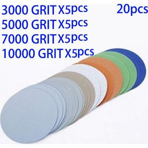 50/20pcs Sandpapers Hook And Loop 3 Inch 3000 5000 7000 10000Grit Sand Paper Sanding Discs For Dry Wet Grinding Abrasive Tools