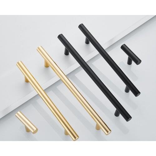 Stainless Steel Cupboard Handle Black Golden Brushed Kitchen Cabinet Door Knob Furniture Drawer Pull Hardware Pulls Bar Handle