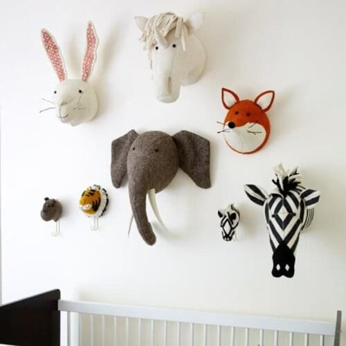 New Nordic Style Creative Felt Animal Head Seamless Wall Hanging Childrens Room Three-dimensional Decoration Photography Props