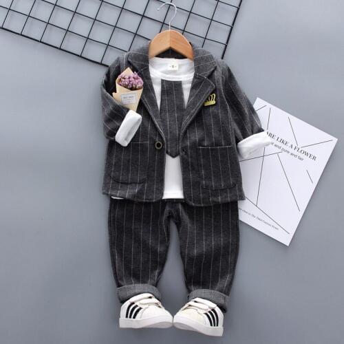 Boys cloths Kids suit set of three-piece long-sleeved T-shirts for infants