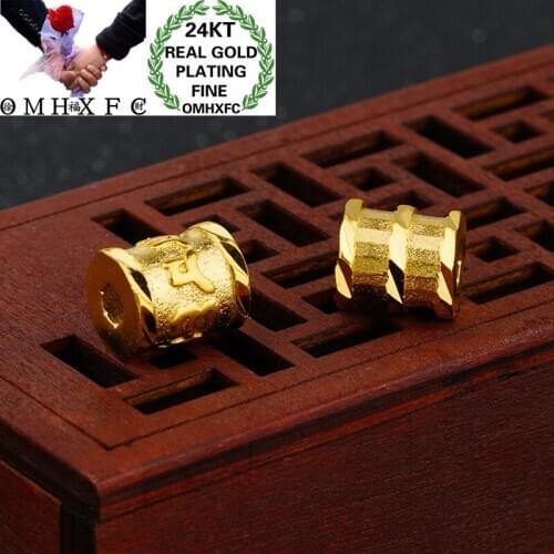 OMHXFC Wholesale PN366 European Fashion Hot Fine Woman Girl Party Birthday Wedding Gift Slim Waist Bead 24KT Gold Pendant Charm