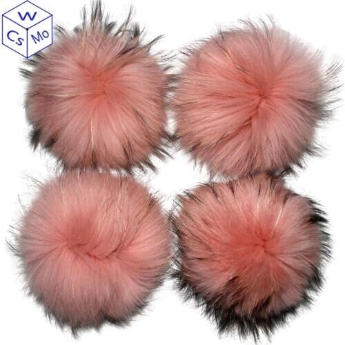 Whosale 5pcs/lot 13 15 cm DIY Natural Real Raccoon Fur Pompoms For Bags Knitted Beanie Cap Hats Genuine fur Pompon pom pom