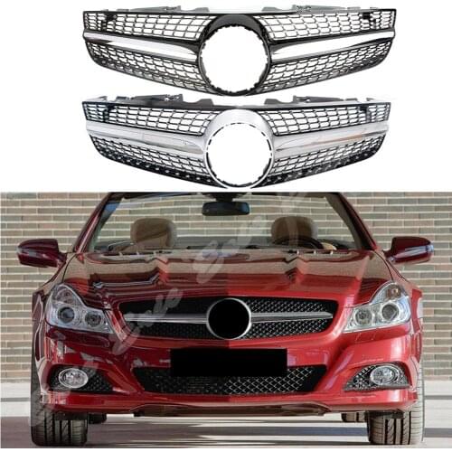 Car Front Racing Grill Billet Bumper Grille Upper Cover For Mercedes-Benz R230 SL-Class 2008-2012 2009 2010 2011