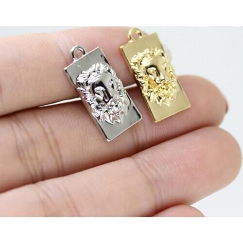 Yamily 10pcs/22*10mm Lion Print Charms Zinc Alloy Plating Pendants For Necklace Earring Bracelet Diy Jewelry Finding 2Colour