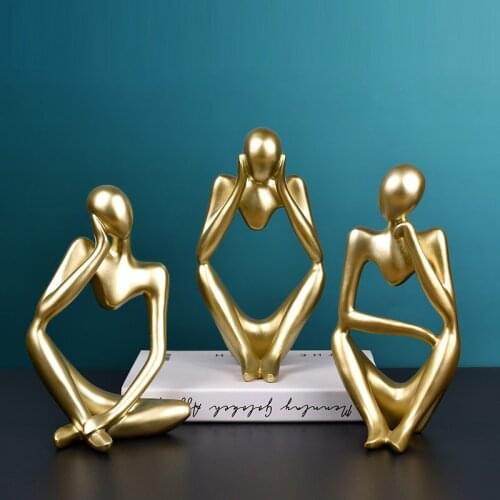 European Style Hollow Figurine Abstract Art Resin Figure Sculpture Crafts Luxury Retro Living Room Desktop Decoration Home Decor