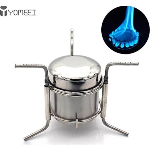 YOMEEI Stainless Steel Alcohol Stove Portable Wood Stove Outdoor Cooking Picnic Stove Ultralight BBQ Camping Tools