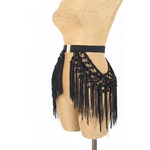 Latin Dance Belt Retro Tassel Jewelry Stretch Belt Latin Skirt Accessories Female Ballroom Dance Performance Belt in stock