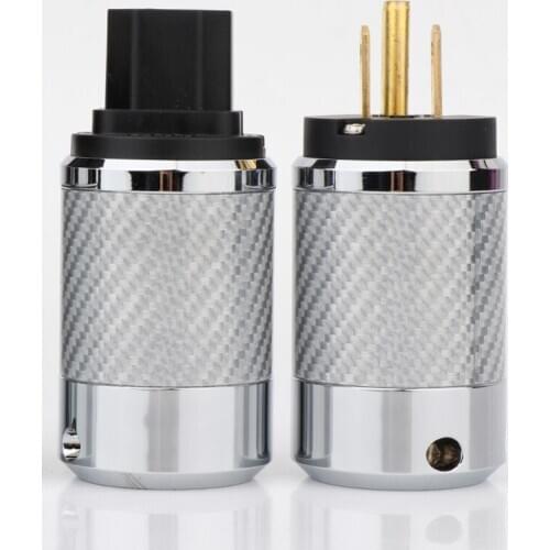 Preffair WCF4-G Hi-End Carbon Fiber Gold Plated With gasket US Power Plug IEC Connector Female male Plug HIFI DIY Mains Power C