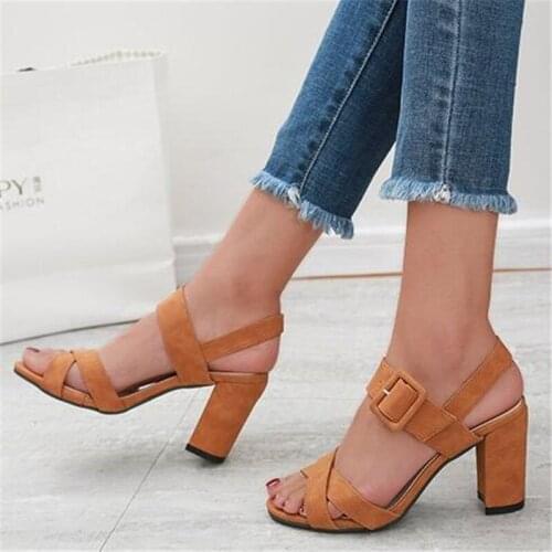 High heels womens sandals large size summer new style fashion casual platform sandals womens shoes buckle slides women slippers