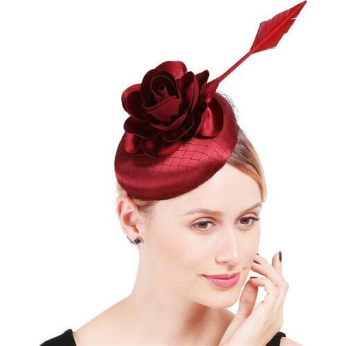 Elegant Bridal Feather Chic Fascinator Hair Clip Vintage Cocktail Tea Party Hat Vintage Pillbox Nice Flower Derby Chapeau Hat