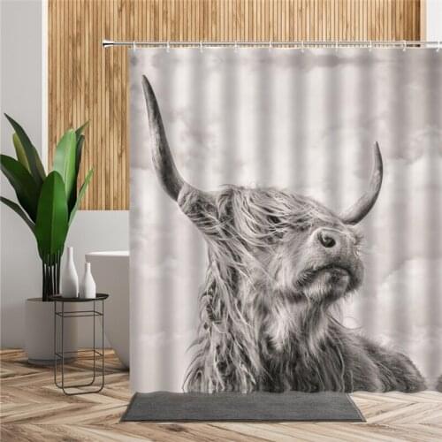 Cattle On The High Plateau Shower Curtains Waterproof Polyester Fabric Bathroom Curtains For Home Decor