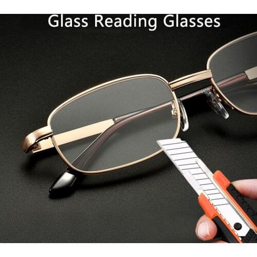 Glass Lens Reading Glasses Men Women Presbyopia Magnifying Clear Crystal Lenses Anti-Scratch Diopter Eyewear +150 250 350