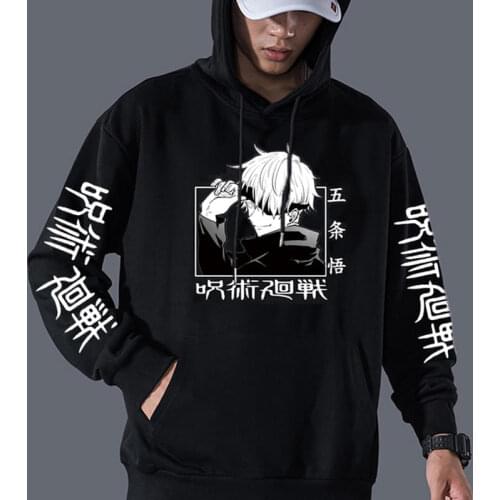 Anime Hoodie Jujutsu Kaisen Graphic Pullover Sweatshirt Harajuku Casual Loose Streetwear Tops Warm Fleece Men/Women Hoody