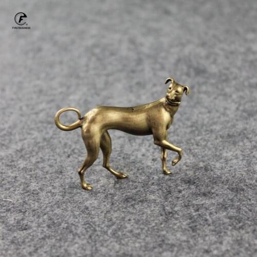Solid Brass Loyal Dog Desk Ornaments Vintage Copper Animal Miniatures Figurines Decorations Gifts Home Decor Crafts Accessories