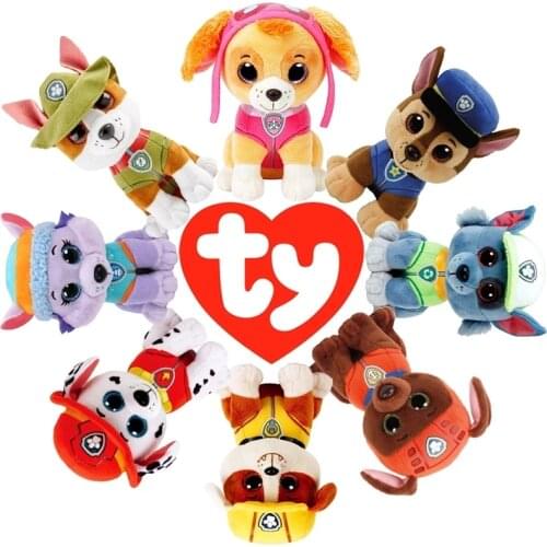 Ty Beanie Big Eyes PAW Dog Patrol Skye Marshall Rubble Chase Rocky Zuma Plush Toy Stuffed Puppy Doll Boy and Girl Birthday Gift