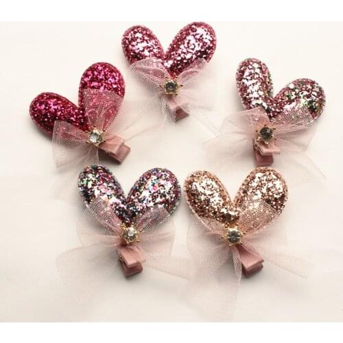 20pc/lot New Korean Stars Hairpin Gauze Bow with Crystal Crown Hair Clip Girls Heart Colorful Prince Hair Grips Top Quality Hair