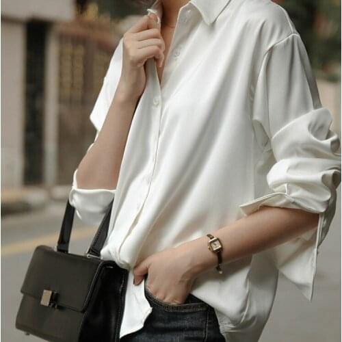 White Shirt 2020 new autumn Solid Turn-down Collar Full women blouses white blouse office ladylike simple style