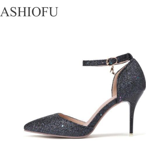 ASHIOFU Handmade Women High Heel Pumps Buckle Strap Countryside Style Dress Shoes 8cm Stiletto Fashion Evening Court Shoes