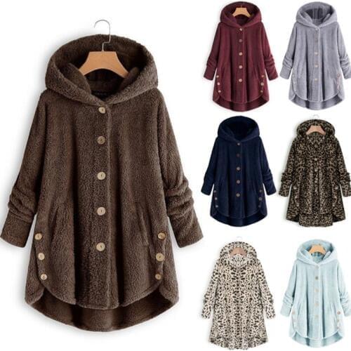 Winter Women Warm Fluffy Coat Overcoat Button Jackets Tops Outwear Loose Sweater -OPK