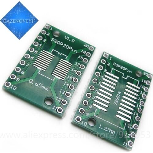 10pcs/lot SOP20 SSOP20 TSSOP20 to DIP20 Pinboard SMD To DIP Adapter 0.65mm/1.27mm to 2.54mm DIP Pin Pitch PCB Board Converter