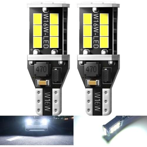 2PCS T15 921 W16W 2835 15SMD LED Auto Additional Brake Lamps Backup Reverse Bulbs Daytime Running Lights Car Goods Super White