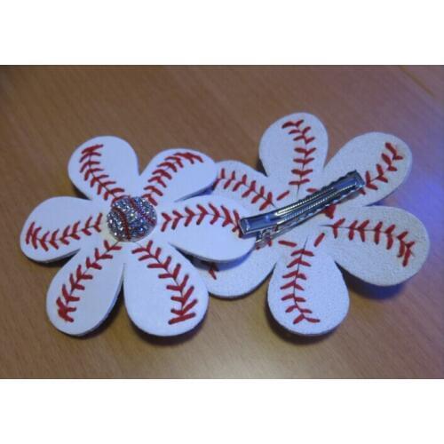 2017 Softball Flower mixed style Softball Flower Accessory Pony and hair clip,softball hair bows,softball hairbow,baseball