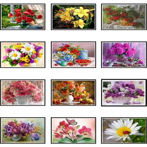 5D, DIY ornament, pink flower, handmade diamond embroidery, cross stitch, Christmas costume