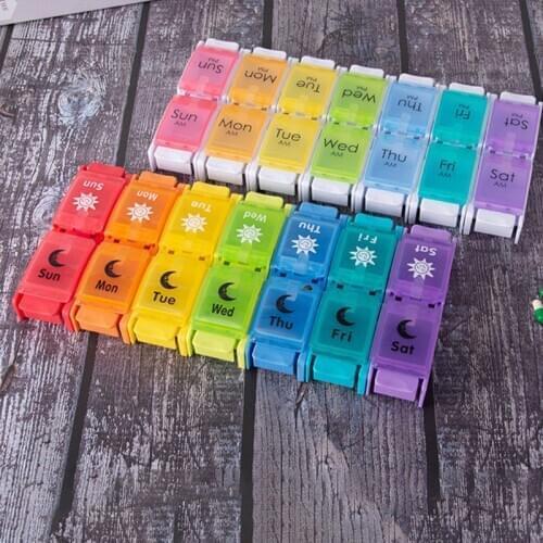 7 Day Tablet Pill Box Holder 14 Grids Weekly Medicine Storage Organizer Case