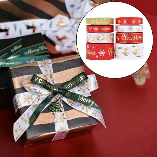 8x Christmas Ribbon Grosgrain Trims Trimming for Xmas Gift Wrapping Festival