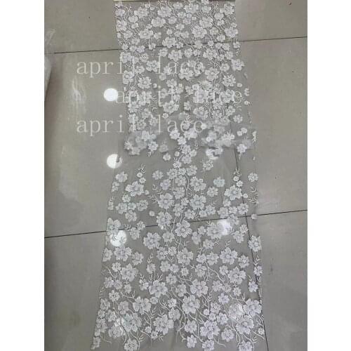 Atp04 offwhite ivory flower beads floral luxury mesh lace fabric for party /sawing bridal dress